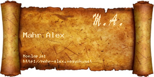 Mahr Alex névjegykártya